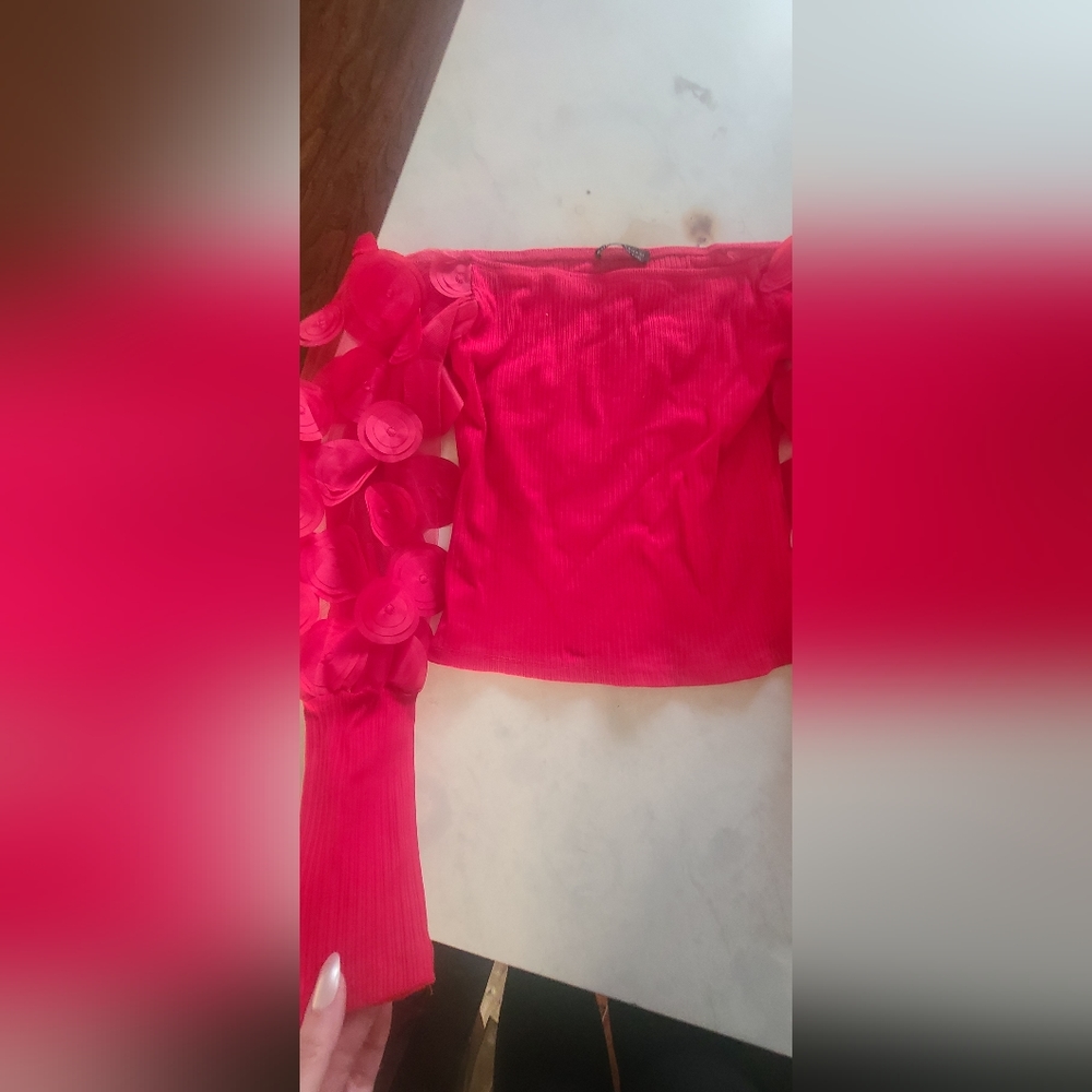Off shoulder red top